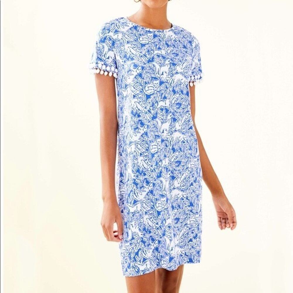 Lilly Pulitzer Lissie Coastal Blue Fancy Feet Pima Cotton Mini Dress Small